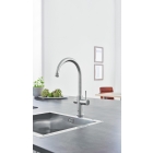 Смеситель для кухни GROHE Blue Home с системой фильтрации, охлаждения и газирования воды, суперсталь (31455DC0)