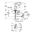 Смеситель для раковины GROHE Eurocube с донным клапаном и высоким изливом, суперсталь (23135DC0)