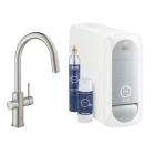 Смеситель для кухонной мойки GROHE Blue Home с системой фильтрации, охлаждения и газирования воды, Wi-Fi, суперсталь (31541DC0)