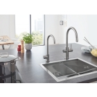 Смеситель для кухонной мойки GROHE Blue Home с системой фильтрации, охлаждения и газирования воды, Wi-Fi, суперсталь (31541DC0)
