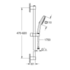 Душевой гарнитур GROHE Tempesta Cube 110, 2 режима струи, душевая штанга 600 мм, 7,4 л/мин, хром (26748003)