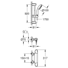 Термостат для душа GROHE Grohtherm 1000 с душевым гарнитуром, хром (34824004)