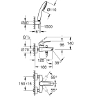 Смеситель для ванны GROHE Eurosmart, хром (25276003)