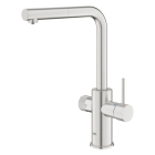 Смеситель для кухонной мойки GROHE Blue Pure Minta c вытяжным изливом, функцией фильтрации, без фильтра в комплекте, суперсталь (30601DC0)