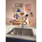 Смеситель для кухонной мойки GROHE Blue Pure Minta c вытяжным изливом, функцией фильтрации, без фильтра в комплекте, суперсталь (30601DC0)