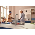 Смеситель для кухонной мойки GROHE Blue Pure Minta c вытяжным изливом, функцией фильтрации, без фильтра в комплекте, суперсталь (30601DC0)