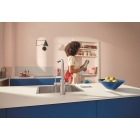 Смеситель для кухонной мойки GROHE Blue Pure Minta c вытяжным изливом, функцией фильтрации, без фильтра в комплекте, суперсталь (30601DC0)