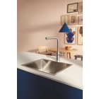 Смеситель для кухонной мойки GROHE Blue Pure Minta c вытяжным изливом, функцией фильтрации, без фильтра в комплекте, суперсталь (30601DC0)