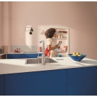 Смеситель для кухонной мойки GROHE Blue Pure Minta c вытяжным изливом, функцией фильтрации, без фильтра в комплекте, суперсталь (30601DC0)