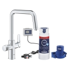 Смеситель для кухонной мойки GROHE Blue Pure Start с функцией фильтрации, с фильтром Ultrasafe в комплекте, хром (30594000)