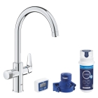 Смеситель для кухонной мойки GROHE Blue Pure StartCurve с функцией фильтрации, с угольным фильтром в комплекте, хром (30593000)