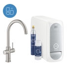 Смеситель для кухни GROHE Blue Home с системой фильтрации, охлаждения и газирования воды, суперсталь (31455DC1)
