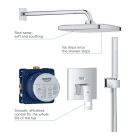 Готовый комплект для ванной комнаты GROHE Eurocube, с верхним душем Tempesta 250 Cube, хром (25239000)