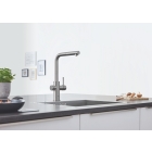 Смеситель для кухни GROHE Blue Home с системой фильтрации, охлаждения и газирования воды, Wi-Fi, суперсталь (31539DC0)