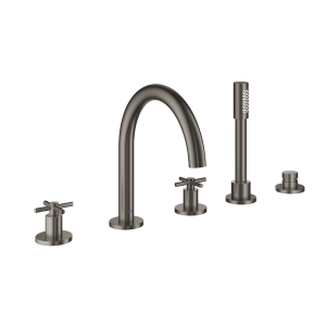 Смеситель для ванны GROHE Atrio двухвентильный, на 5 отверстий, на край ванны, темный графит матовый (19923AL3)