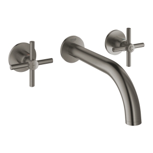 Внешняя часть смесителя для раковины GROHE Atrio настенного монтажа на 3 отверстия, двухвентильный, темный графит матовый (20164AL3)