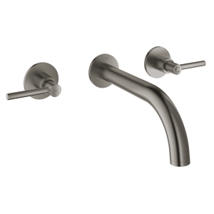 Внешняя часть смесителя для раковины GROHE Atrio настенного монтажа на 3 отверстия, двухвентильный, темный графит матовый (20169AL3)