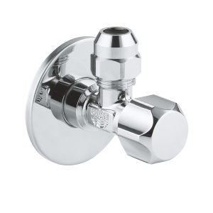 Угловой вентиль GROHE с металлической розеткой и уплотнительным кольцом, 1/2"*3/8", хром (22023000)