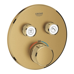 Внешняя часть термостата для ванны и душа GROHE Grohtherm SmartControl на 2 потребителя, круглая, холодный рассвет матовый (29119GN0)