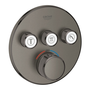 Внешняя часть термостата для ванны и душа GROHE Grohtherm SmartControl на 3 потребителя, круглая, темный графит матовый (29121AL0)