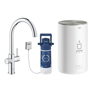 Комплект для кухни GROHE Red Duo с C-образным смесителем, бойлером M-Size и фильтром, хром (30083001)
