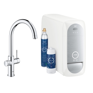 Смеситель для кухни GROHE Blue Home с системой фильтрации, охлаждения и газирования воды, хром (31455000)
