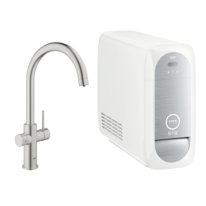 Смеситель для кухни GROHE Blue Home с системой фильтрации, охлаждения и газирования воды, суперсталь (31455DC0)