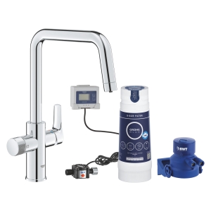 Смеситель для кухонной мойки GROHE Blue Pure Eurosmart с функцией фильтрации, с фильтром в комплекте, хром (30584000)