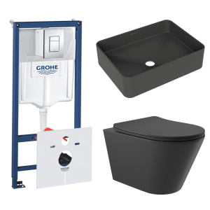 Комплект инсталляции GROHE Rapid SL 38775001 с унитазом Aqueduto CONE CON0140 и раковиной Aqueduto ESPIRAL ESP0440 (NW0510)