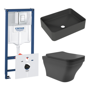 Комплект инсталляции GROHE Rapid SL 38775001 с унитазом Aqueduto ESTETA EST0140 и раковиной Aqueduto ESPIRAL ESP0440 (NW0490)