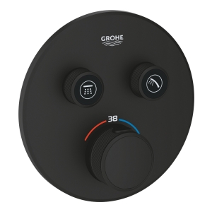Внешняя часть термостата для ванны и душа GROHE Grohtherm SmartControl на 2 потребителя, круглая, фантомный черный (29507KF0)