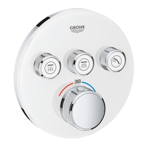 Внешняя часть термостата для ванны и душа GROHE Grohtherm SmartControl на 3 потребителя, белая луна (29904LS0)