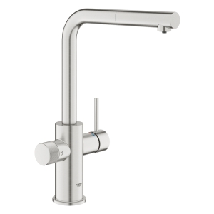 Смеситель для кухонной мойки GROHE Blue Pure Minta c вытяжным изливом, функцией фильтрации, без фильтра в комплекте, суперсталь (30601DC0)