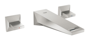 Внешняя часть смесителя для раковины GROHE Allure Brilliant настенного монтажа на 3 отверстия, вынос 161 мм, суперсталь (20346DC0)