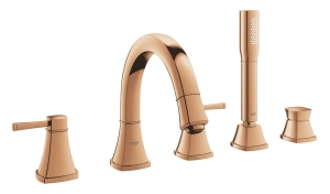 Смеситель для ванны GROHE Grandera двухвентильный, на 5 отверстий, на край ванны, теплый закат глянец (19919DA0)