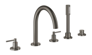 Смеситель для ванны GROHE Atrio двухвентильный, на 5 отверстий, на край ванны, темный графит матовый (19922AL3)
