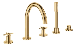 Смеситель для ванны GROHE Atrio двухвентильный, на 5 отверстий, на край ванны, холодный рассвет глянец (19923GL3)