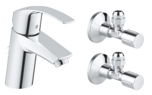 Смеситель для раковины GROHE Eurosmart с угловыми вентилями, хром (23588000)