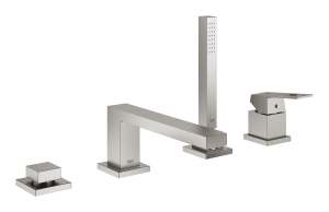 Смеситель для ванны GROHE Eurocube на 4 отверстия, на край ванны, суперсталь (19897DC1)