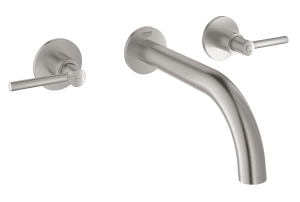 Внешняя часть смесителя для раковины GROHE Atrio настенного монтажа на 3 отверстия, двухвентильный, суперсталь (20169DC3)