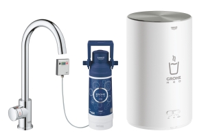 Комплект для кухни GROHE Red Mono с C-образным вентилем, бойлером M-Size и фильтром, хром (30085001)