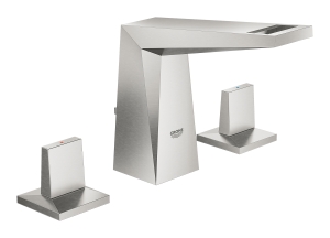 Смеситель для раковины GROHE Allure Brilliant на 3 отверстия, с донным клапаном и низким изливом, суперсталь (20342DC0)