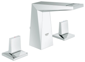 Смеситель для раковины GROHE Allure Brilliant на 3 отверстия, с донным клапаном и низким изливом, хром (20342000)