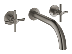 Внешняя часть смесителя для раковины GROHE Atrio настенного монтажа на 3 отверстия, двухвентильный, темный графит матовый (20164AL3)