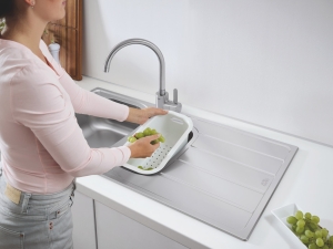 Мойка GROHE K200 60-S 96.5/50 1.5 оборачиваемая с корзинчатым вентилем, нержавеющая сталь (31564SD1)