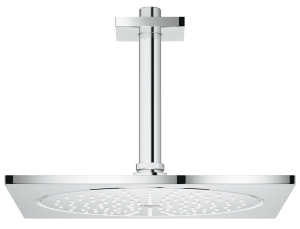 Верхний душ с кронштейном GROHE Rainshower F-series, 254x254 мм, потолочный кронштейн, с ограничением расхода воды, хром (26071000)