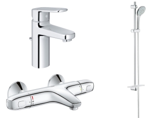 Комплект смесителей для ванной комнаты GROHE Grohtherm 1000 и Europlus с душевым гарнитуром, хром (NBT0002)