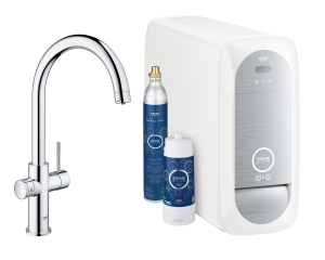Смеситель для кухни GROHE Blue Home с системой фильтрации, охлаждения и газирования воды, хром (31455000)