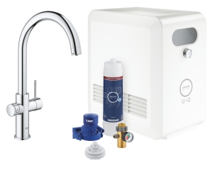 Смеситель для кухни GROHE Blue Professional с системой фильтрации, охлаждения и газирования воды, хром (31607002)