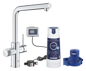 Смеситель для кухонной мойки GROHE Blue Pure Minta с функцией фильтрации, с фильтром в комплекте, хром (30589000)